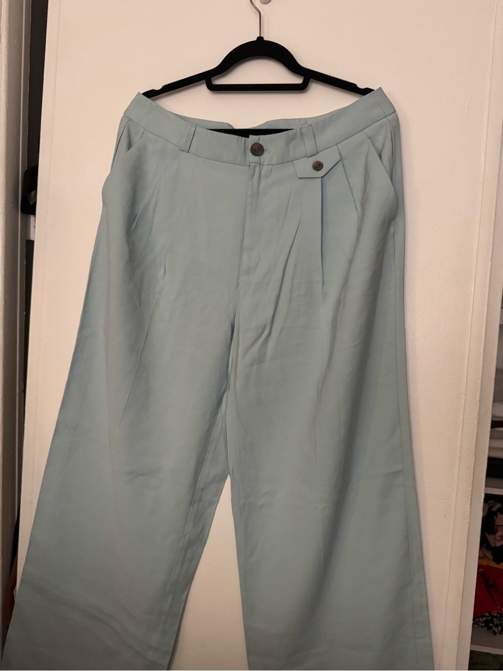 a new day Light Blue Wide-Leg Pants with Button Detail